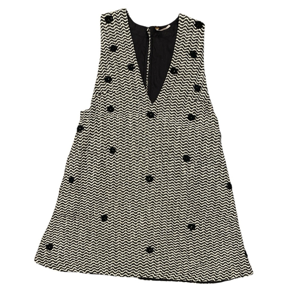 Free People Medium Black White Zigzag Sleeveless tunic Lagenlook Shift Dress - Picture 2 of 6